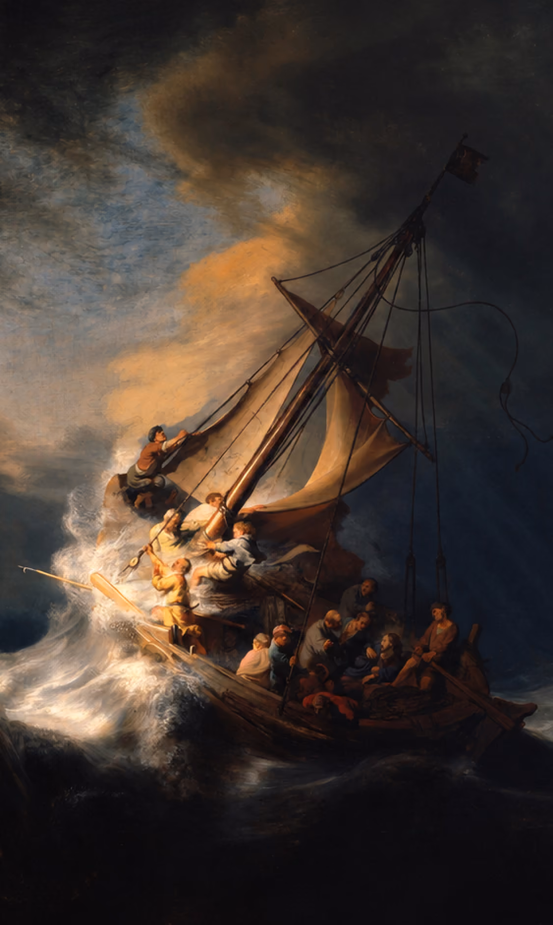 A storm-tossed ship holding steady in rough seas, used to represent resilient infrastructure.